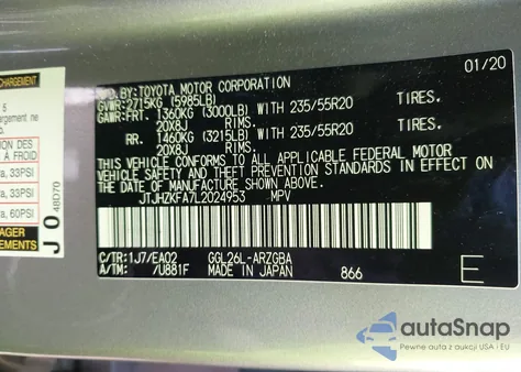 2020 Lexus Rx 350 L from USA, damaged, VIN JTJHZKFA7L2024953
